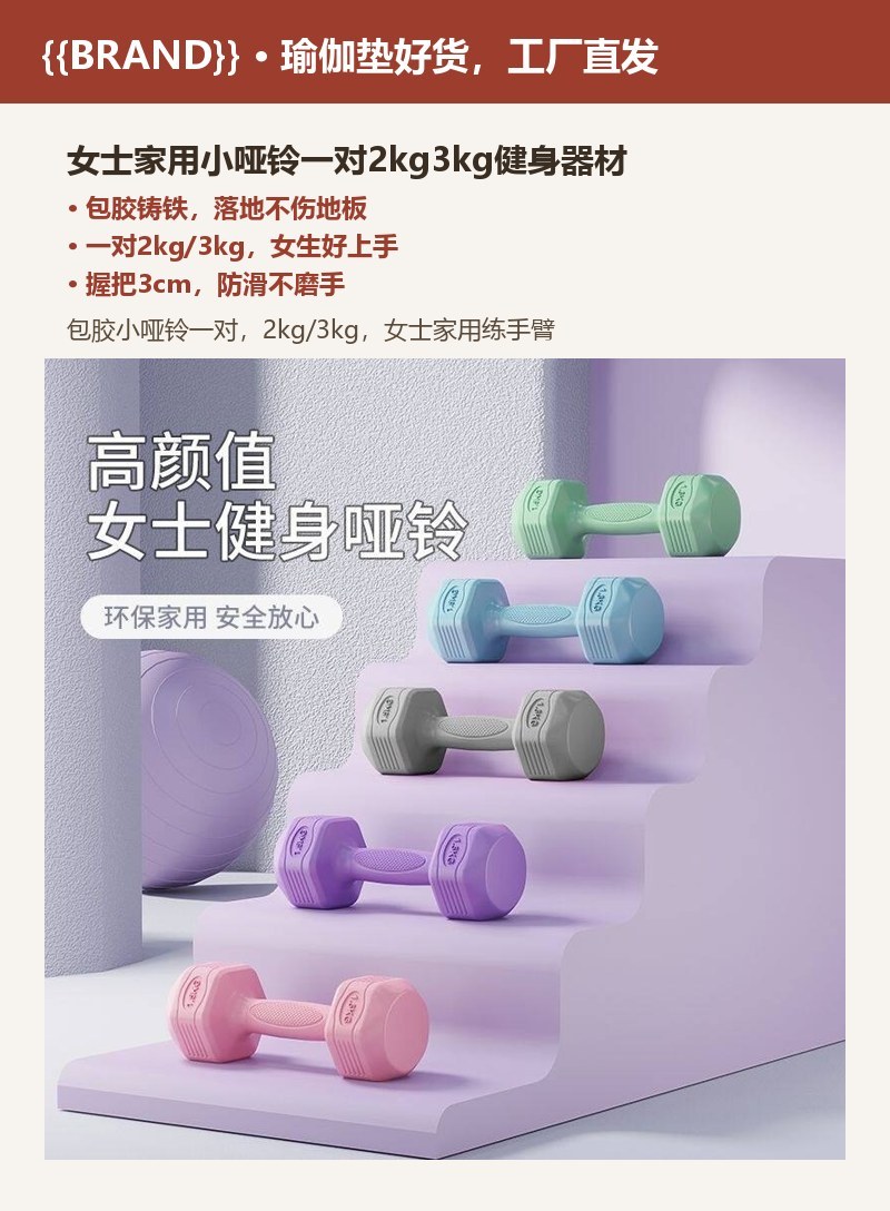 女士家用小哑铃一对2kg3kg健身器材